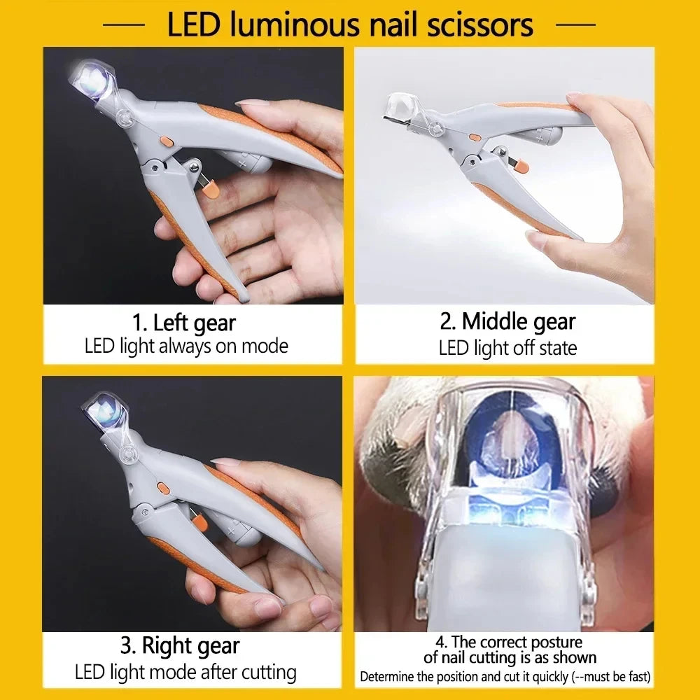 Pet Nail Clipper Led Light Nail Clippers Dog Nail Professional Pet Scissors Pet Cat Dog Clipper Scissors